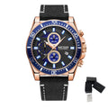 MEGIR Fashion Watches for Men Leather Strap Sport Military Wristwatch Man Quartz Watch Waterproof Chronograph with Calendar 2132-19