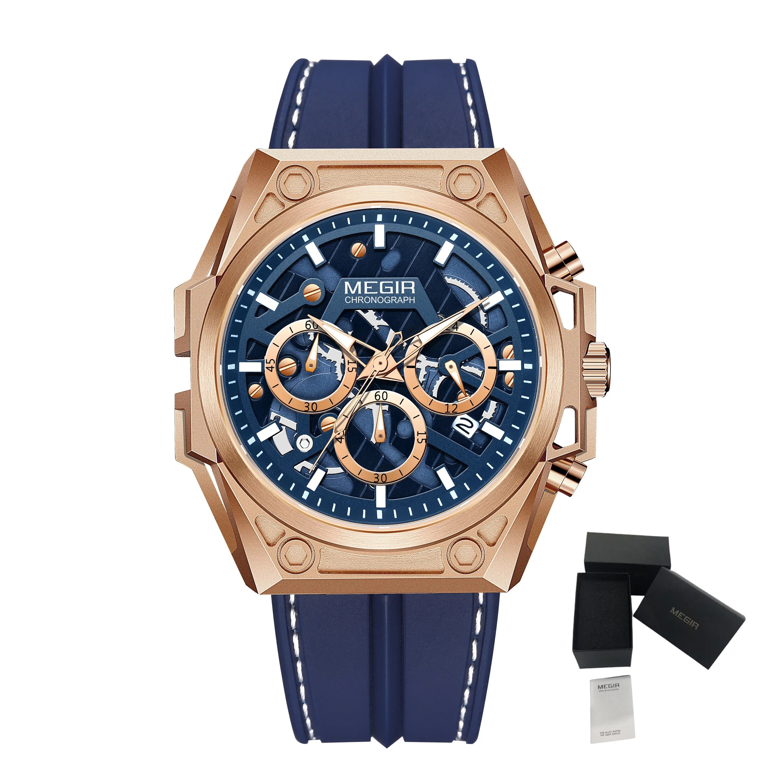 MEGIR Men's Watches Waterproof Sports Wristwatches Quartz Military Chronograph Luminous Male Clock Calendar Relogio Masculino 4220-27