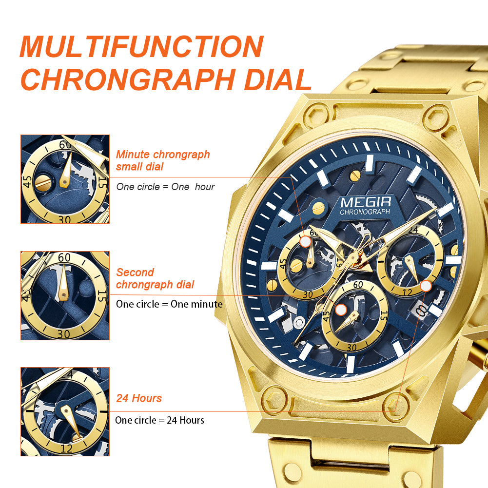 MEGIR Men's Watches Waterproof Sports Wristwatches Quartz Military Chronograph Luminous Male Clock Calendar Relogio Masculino 4220-6