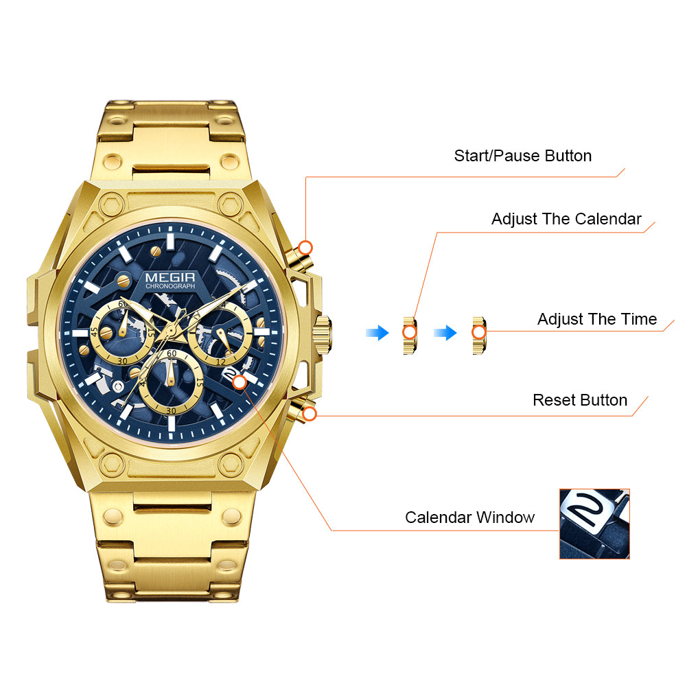 MEGIR Men's Watches Waterproof Sports Wristwatches Quartz Military Chronograph Luminous Male Clock Calendar Relogio Masculino 4220-7