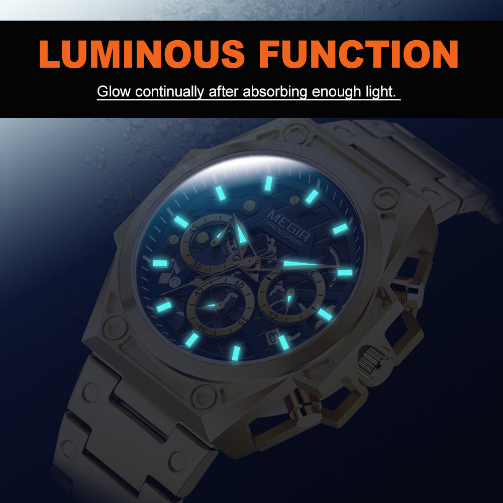 MEGIR Men's Watches Waterproof Sports Wristwatches Quartz Military Chronograph Luminous Male Clock Calendar Relogio Masculino 4220-9