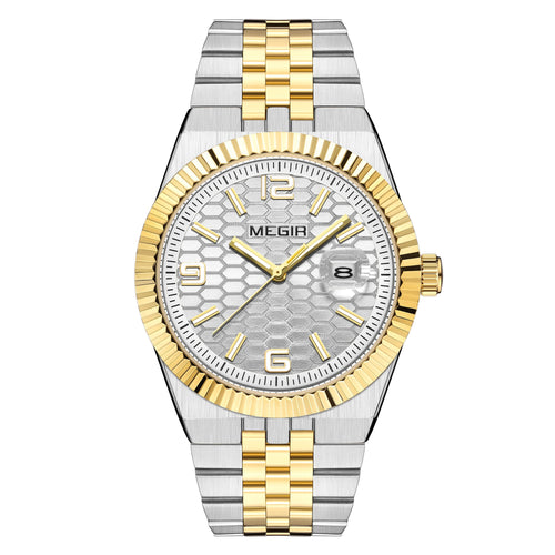 MEGIR Original Men Business Leisure Watches Stainless Steel Bracelet Quartz Wristwatch Waterproof Luminous Date Clock Reloj Hombre 1101-10