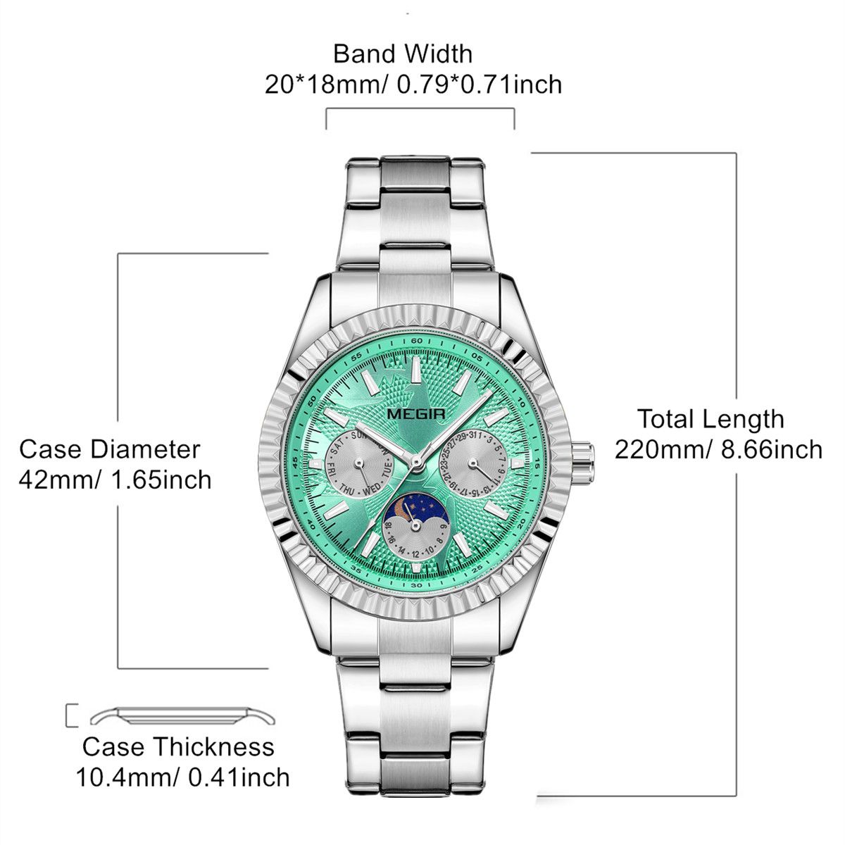 MEGIR Business Men Watch Waterproof Luminous Man Casual Quartz Wristwatch Clock Calendar Week Display Relogio Masculino 1102-6