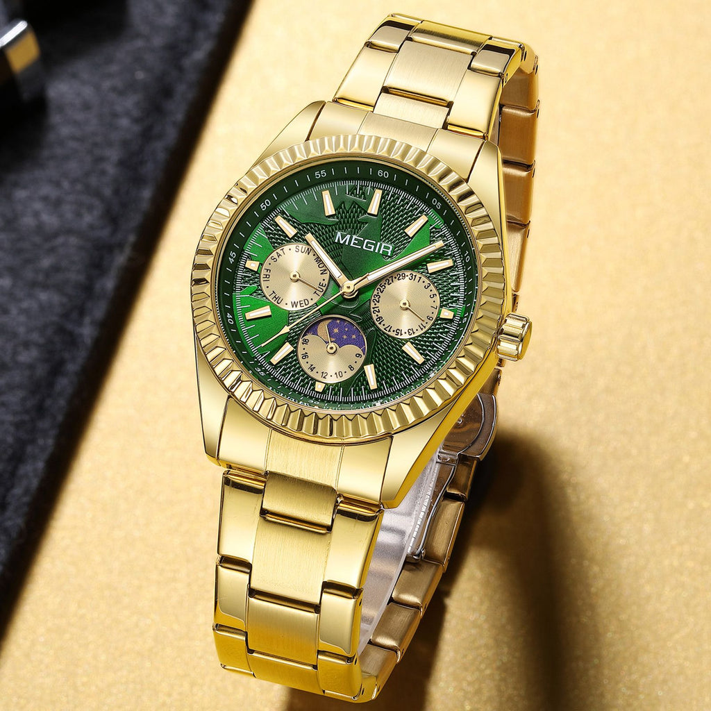 MEGIR Business Men Watch Waterproof Luminous Man Casual Quartz Wristwatch Clock Calendar Week Display Relogio Masculino 1102-3