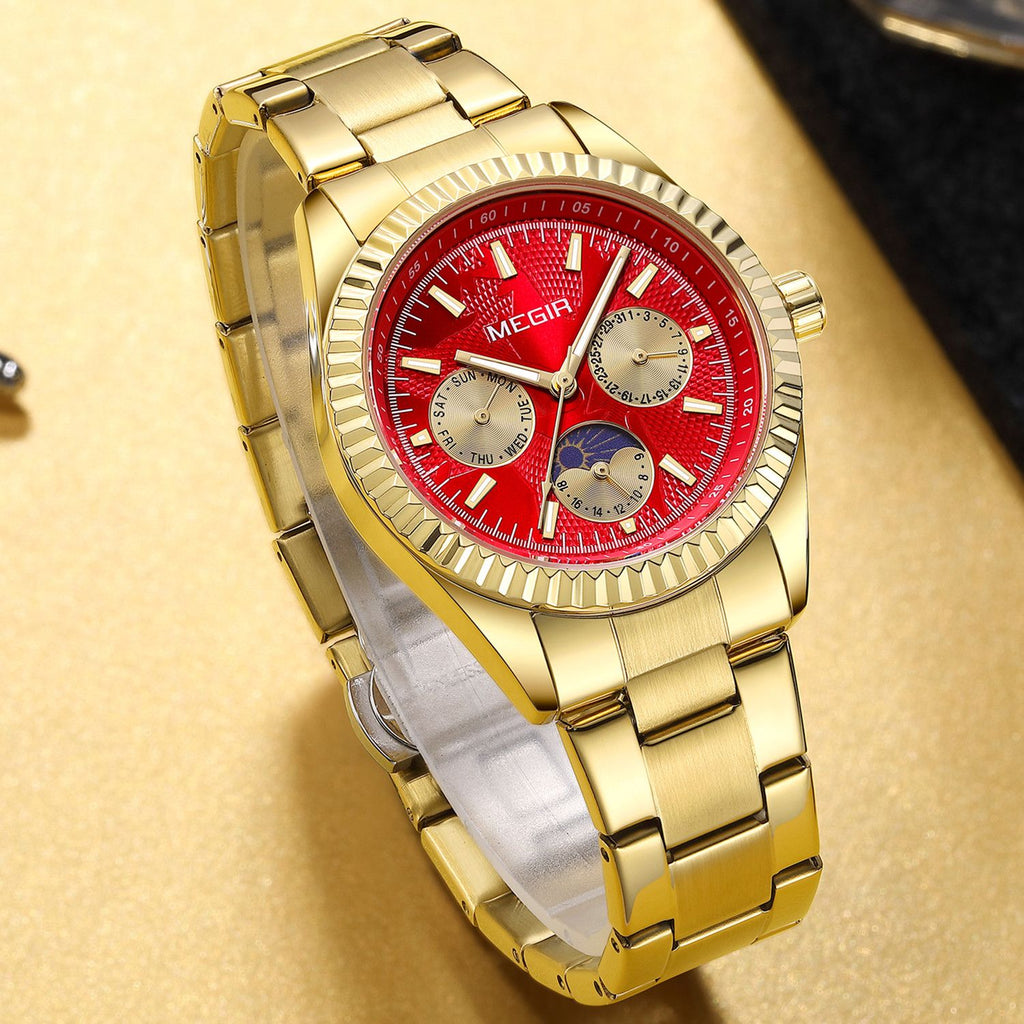MEGIR Business Men Watch Waterproof Luminous Man Casual Quartz Wristwatch Clock Calendar Week Display Relogio Masculino 1102-2