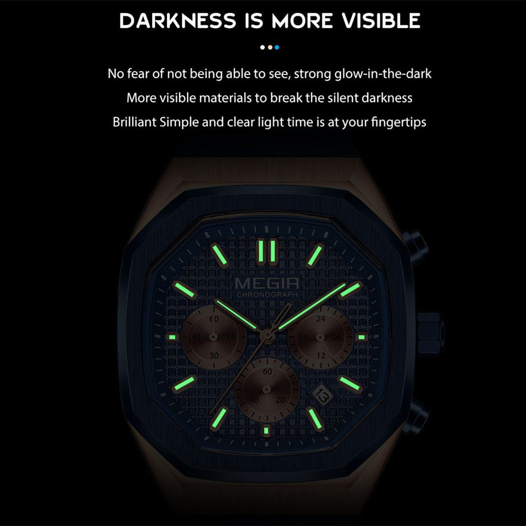 MEGIR Fashion Sport Military Watches for Men Luxury Quartz Wristwatch Silicone Strap Waterproof Date Clock 24-hour Reloj Hombre 2215-10