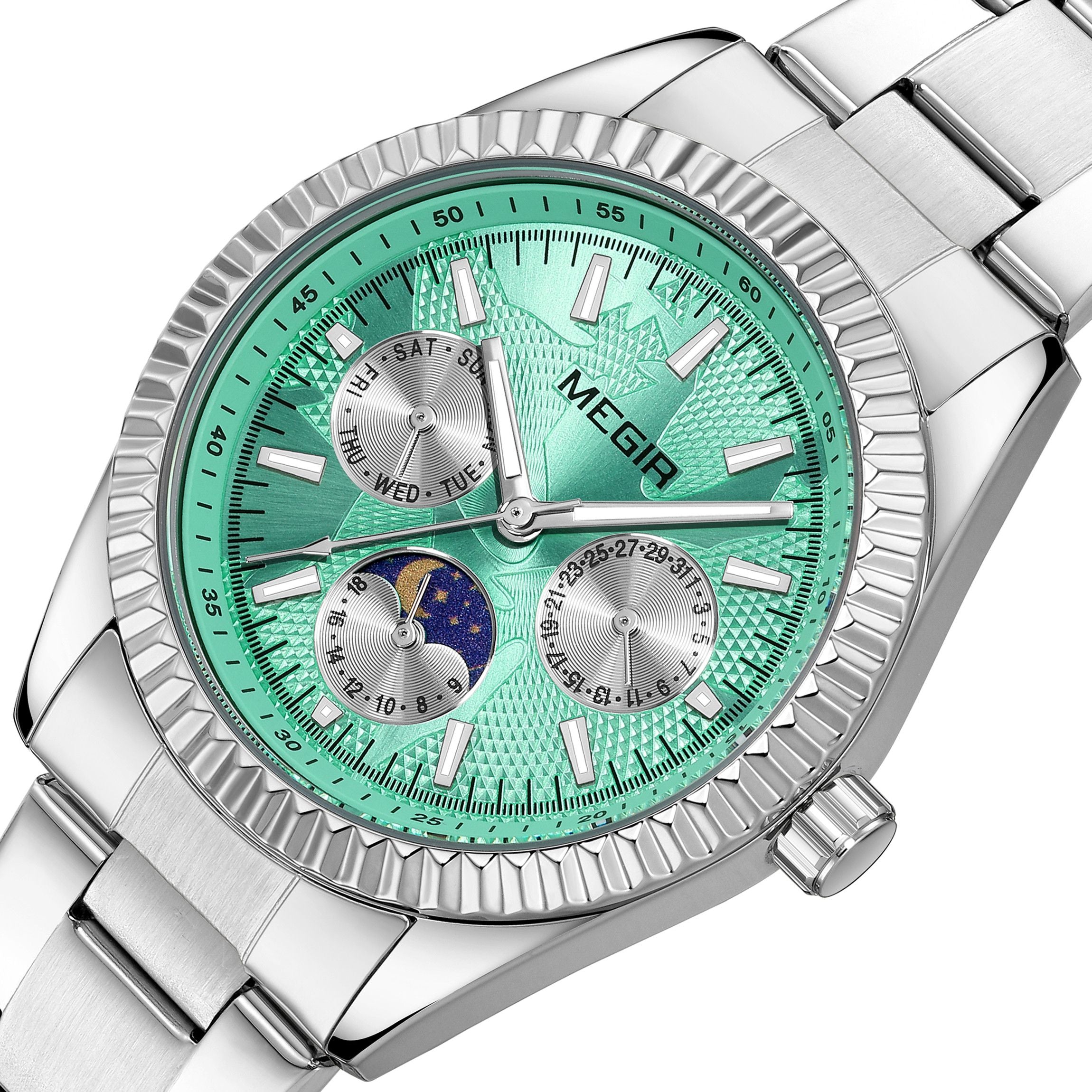MEGIR Business Men Watch Waterproof Luminous Man Casual Quartz Wristwatch Clock Calendar Week Display Relogio Masculino 1102-9